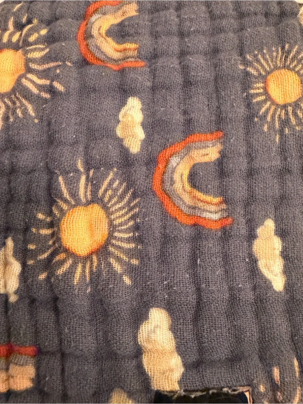 Bebe au Lait Navy & Cream Muslin Burp Cloths with Gold and Blue Prints